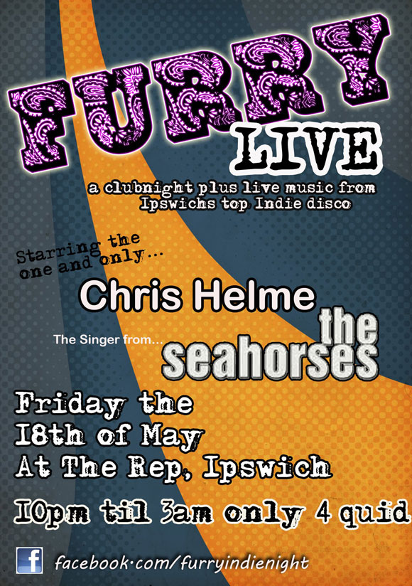Furry LIVE with Chris Helme from The Seahorses @ The Rep, Ipswich, May 18!